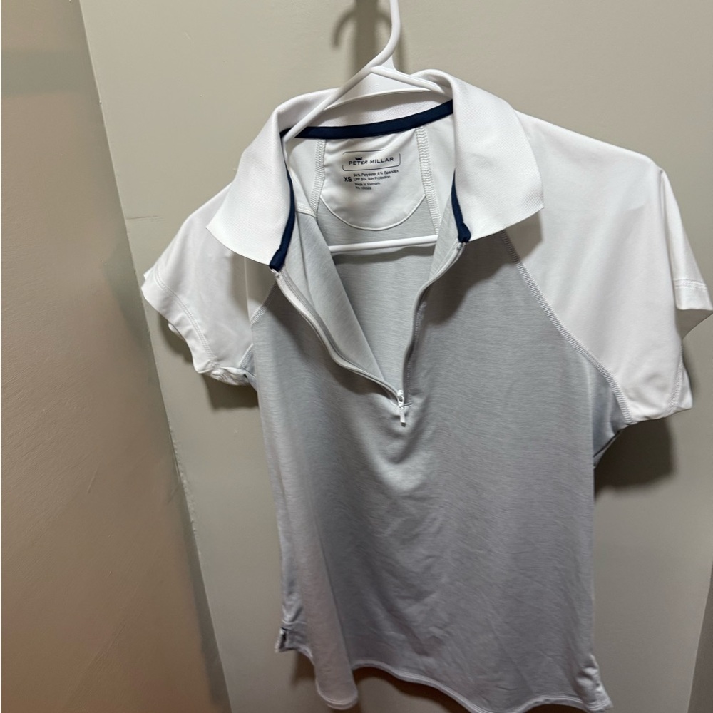 Peter Millar White and Navy Polo Shirt
